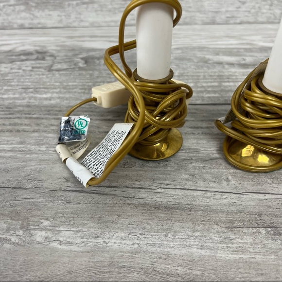 Vintage solid brass base 9 in candolier set of 2 - Picture 2 of 5